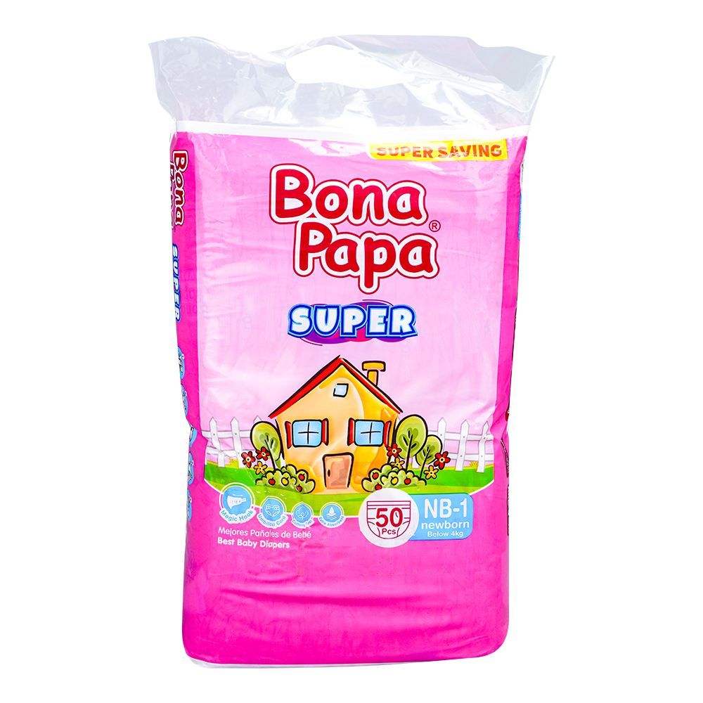 Bona Papa Baby Diapers, New Born, Size-1, Below 4kg, 50-Pack
