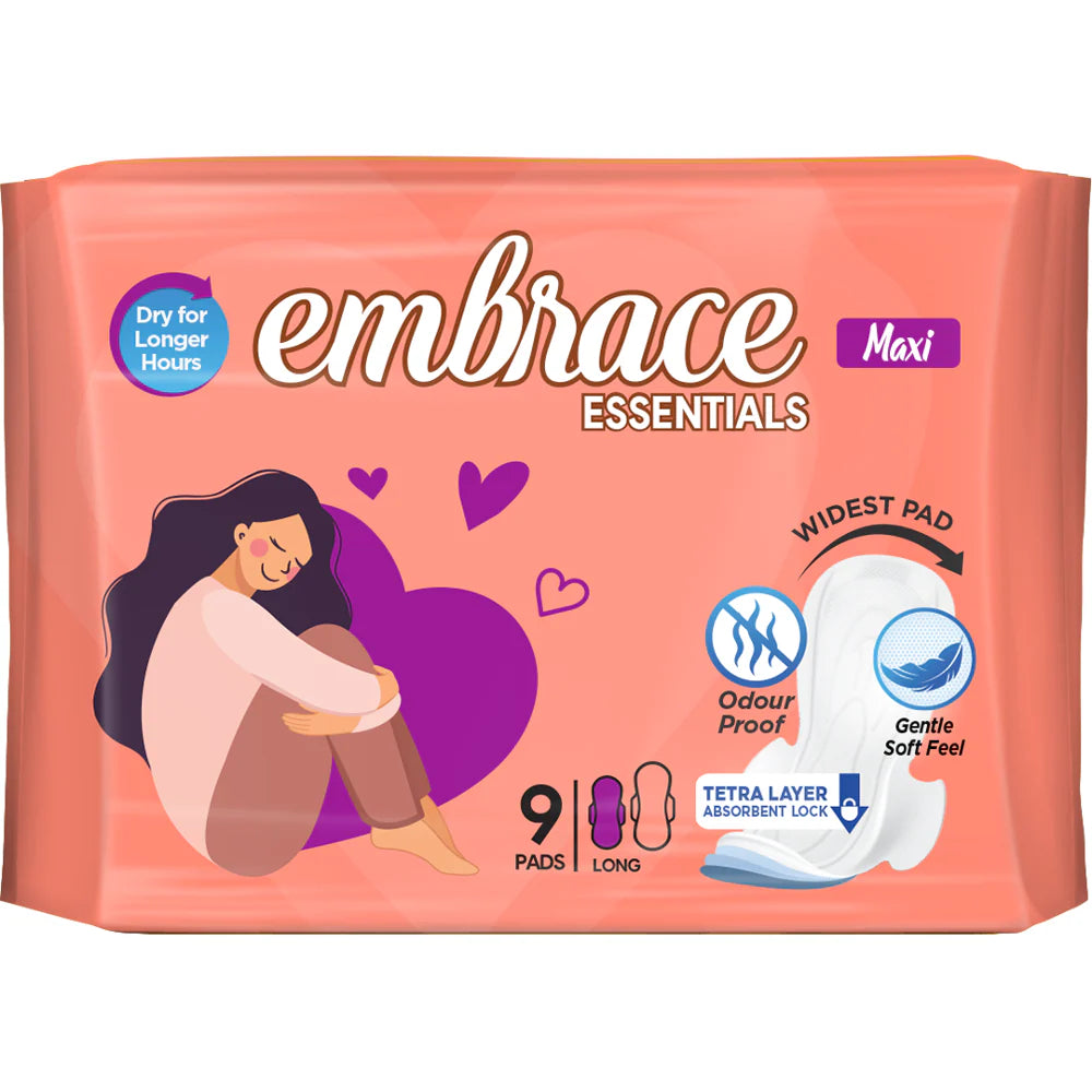 EMBRACE ESSENTIALS MAXI PADS 9PCS LONG